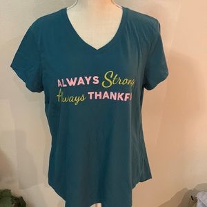 Tek gear essential gear XL teal green top “Always Strong Always Thankful”